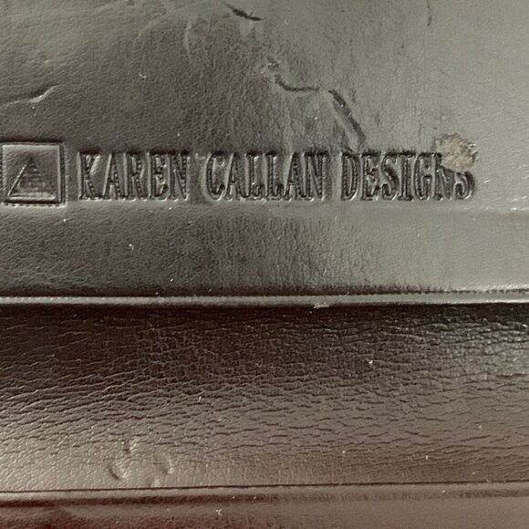 Karen Callan Small Wallet & Keychain - Red Embossed Leather - Faux Croc - Picture 6 of 9